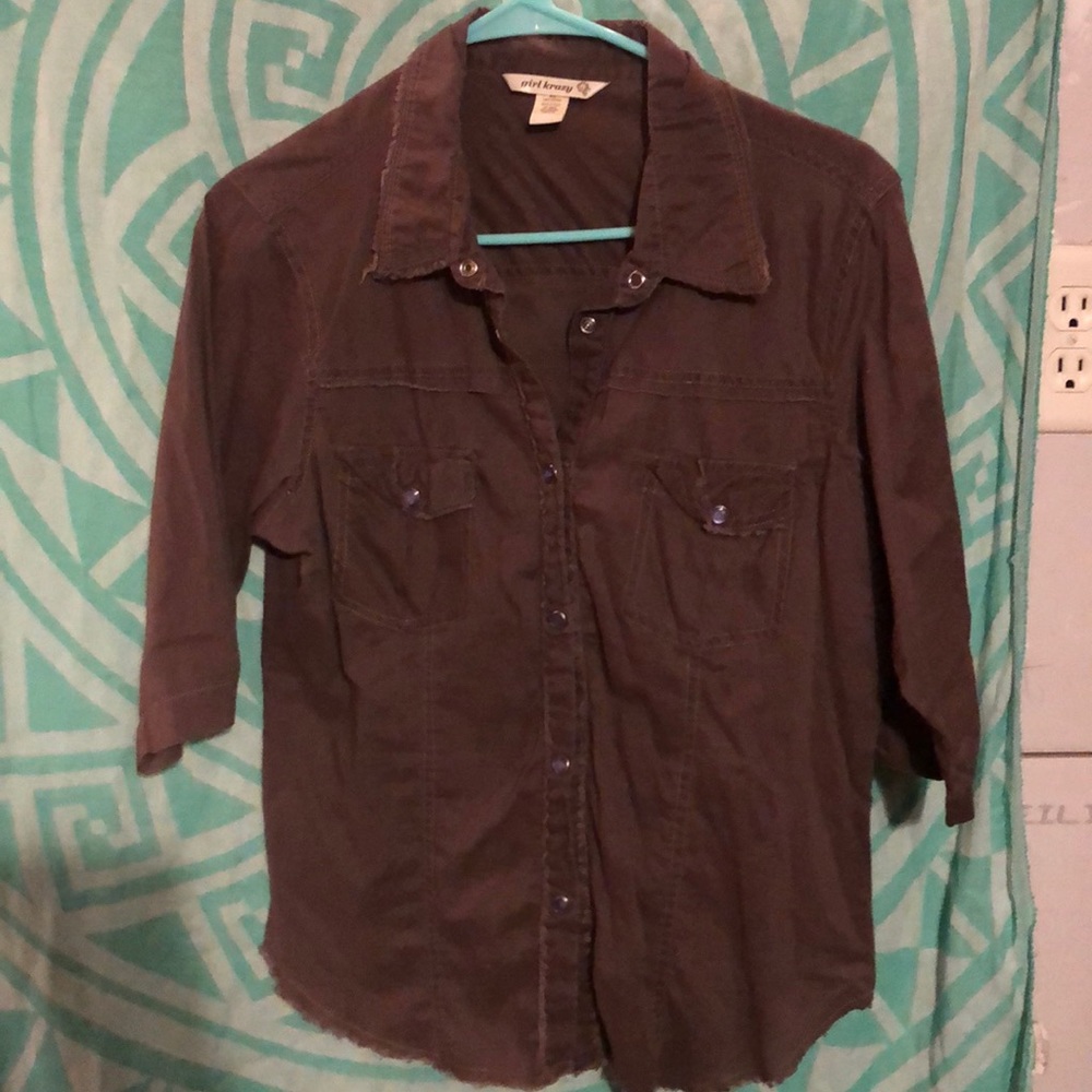 Girl Krazy Pear Snap Button Up